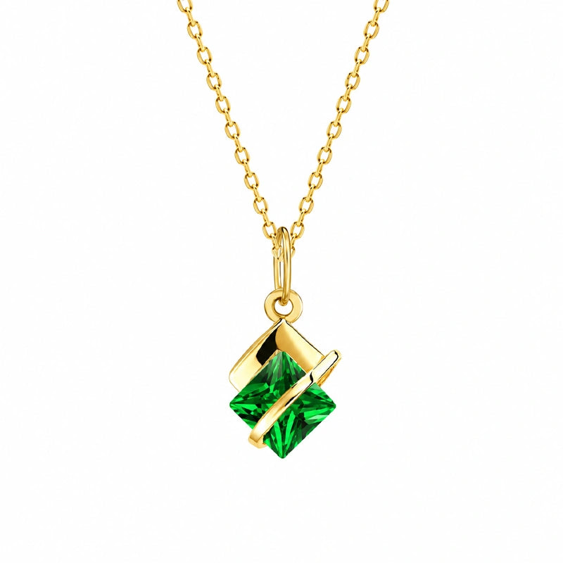 Green Zircon Rhombus Necklace