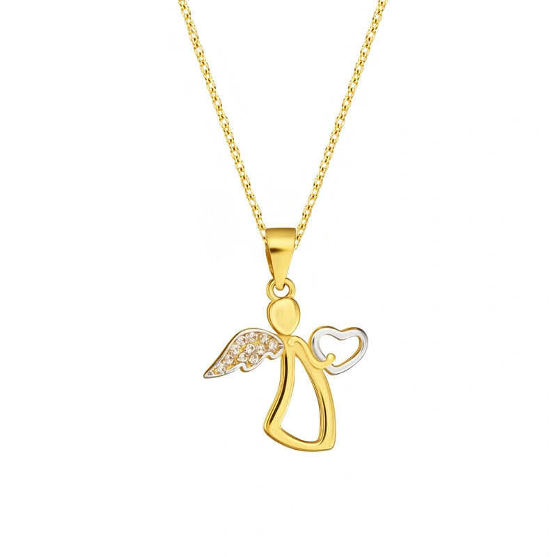Collana in Oro con Angioletto Abbraccia Cuore