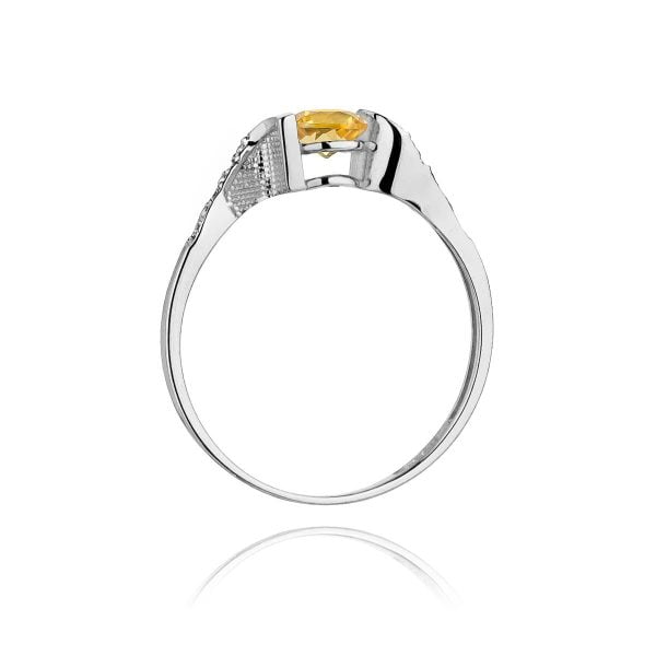 Anello In Oro 14kt con Citrina 0,50 ct e 6 Diamanti 0,03 ct