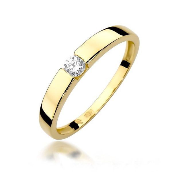 Anello Liscio in Oro con Diamante 0,12 ct