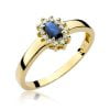 Anello In Oro 14kt con Zaffiro 0,70 ct e 12 Diamanti 0,10 ct