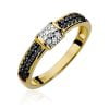 Anello In Oro 14kt con 28 Diamanti Neri 0,14 e 10 Diamanti Bianchi 0,05 ct