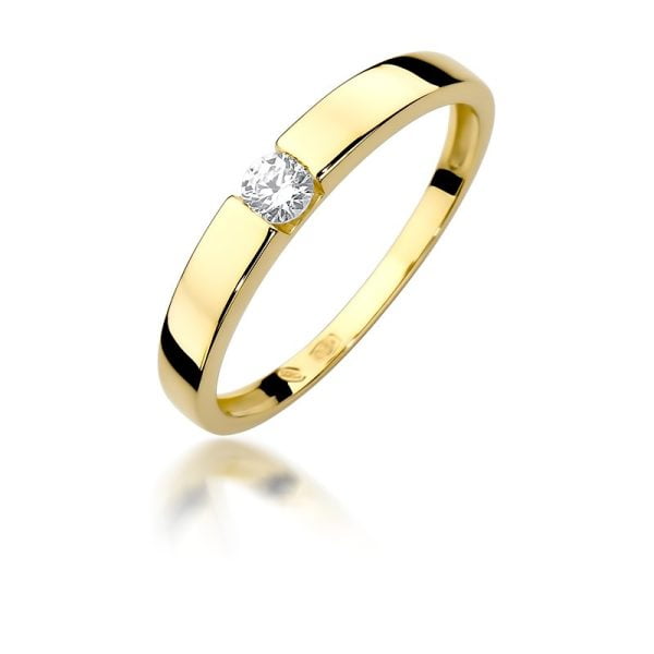 Anello Liscio in Oro con Diamante 0,12 ct