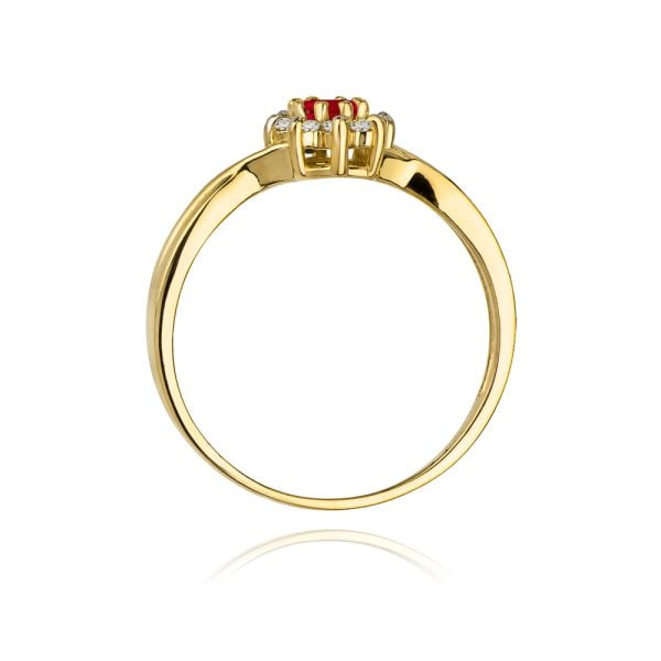 Anello In Oro 14kt con Rubino 0,15 ct e 8 Diamanti 0,12 ct