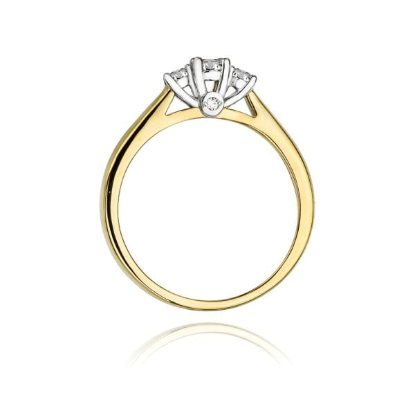 Anello in Oro con Diamante 0,10 ct e 2 Diamanti 0,12 ct