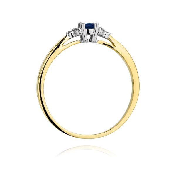 Anello in oro con Zaffiro 0,15 ct e 6 Diamanti 0,03 ct