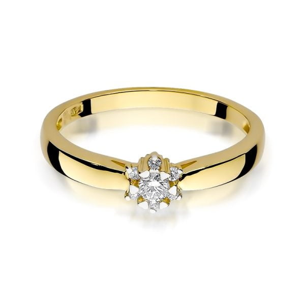 Anello In Oro con Diamante 0,10 ct e 6 Diamanti 0,05 ct