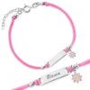 Bracciale Argento Bimba Cordoncino Rosa Fiore