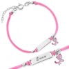 Bracciale Argento Bimba Cordoncino Rosa Gattino