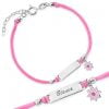 Bracciale Argento Bimba Cordoncino Rosa Gerbera