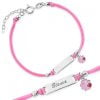 Bracciale Argento Bimba Cordoncino Rosa Quadrifoglio