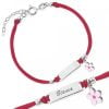 Bracciale Argento Bimba Cordoncino Rosso Margherita Rosa