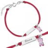 Bracciale Argento Bimba Cordoncino Rosso Orsetto