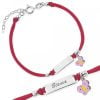 Bracciale Argento Bimba Cordoncino Rosso Farfalla Rosa