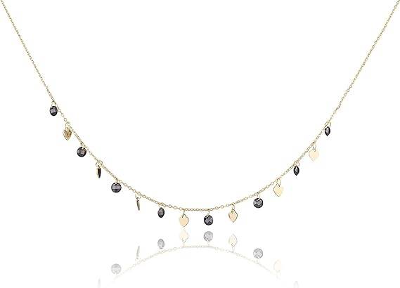 Collana in Argento Cuori e Pietre Nere