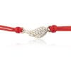 Bracciale in Argento in Corda Rosso Ala Strass Rodiato