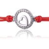 Bracciale in Argento in Corda Rosso Cerchi e Cuore