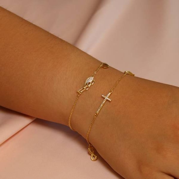 Bracciale Argento Croce Infinito Dorato