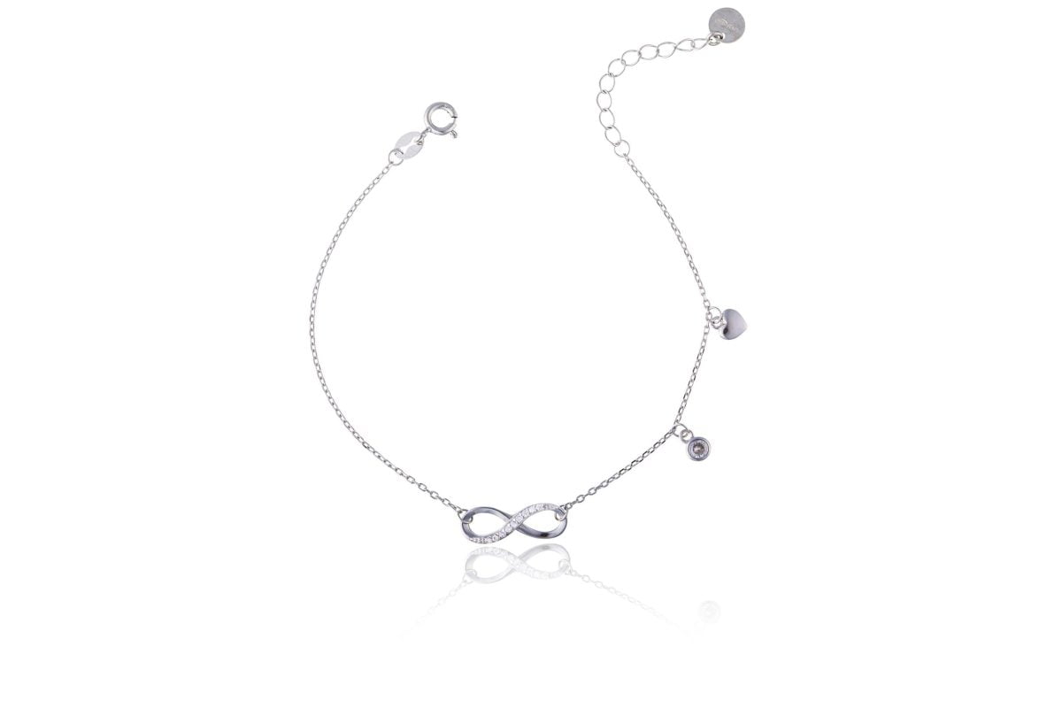 Bracciale Argento Forzatina Infinito Strass Rodiato