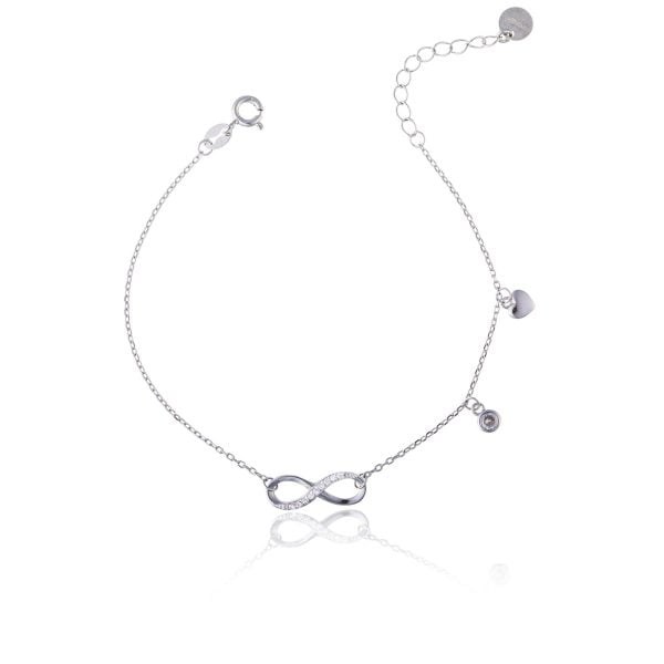 Bracciale Argento Forzatina Infinito Strass Rodiato