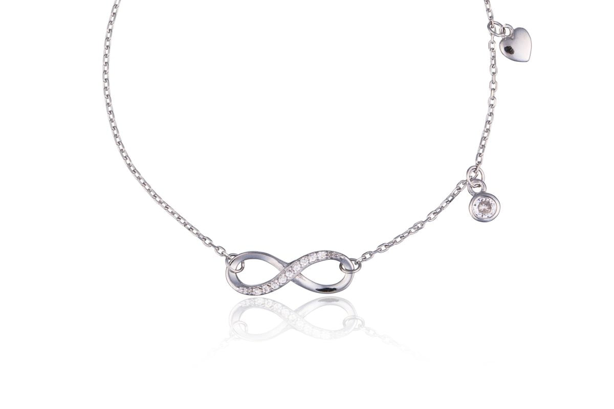 Bracciale Argento Forzatina Infinito Strass Rodiato