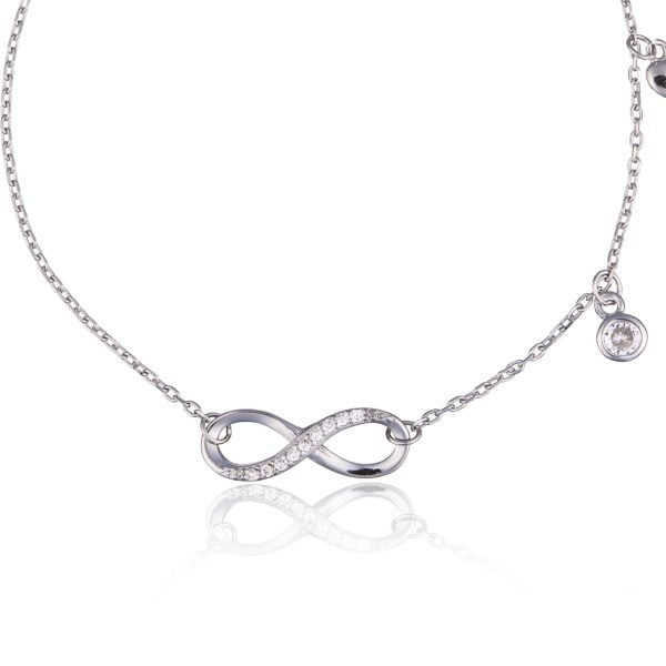 Bracciale Argento Forzatina Infinito Strass Rodiato