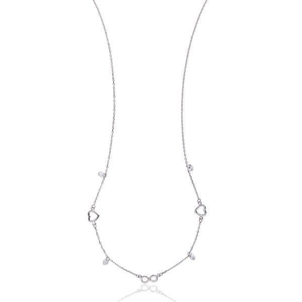 Collana in Argento Infinito Cuore e Pietre