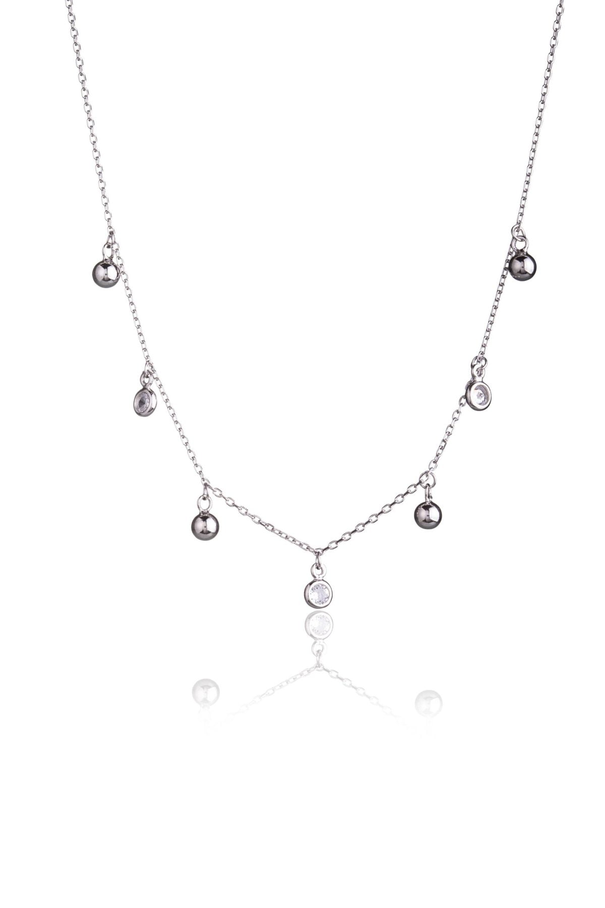 Collana in Argento Palline e Punti Luce