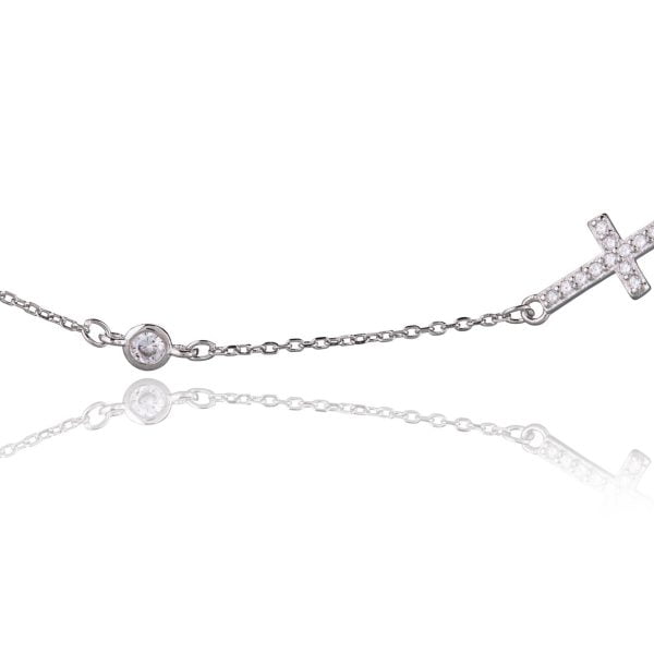 Bracciale in Argento Cuore e Croce Brillante