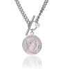 Collana in Argento Rodiata Moneta Chiusura Tiffany Bar