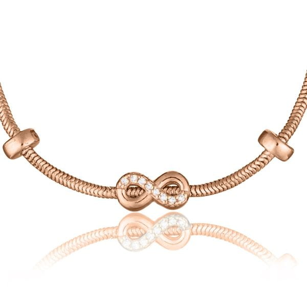 Bracciale Argento Coda di Topo Infinito Rosè