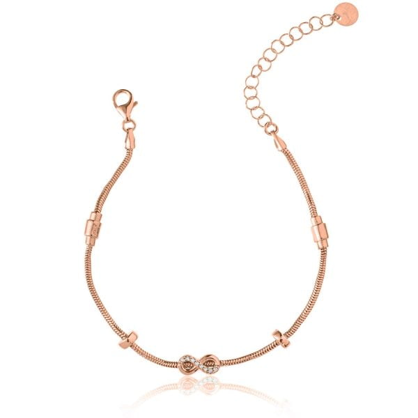 Bracciale Argento Coda di Topo Infinito Rosè