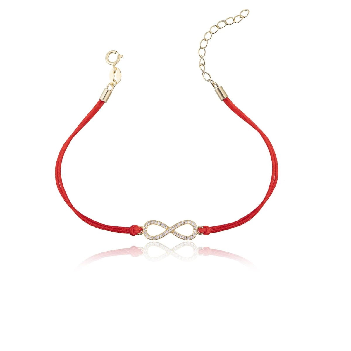 Bracciale in Argento in Corda Rosso Infinity Dorato