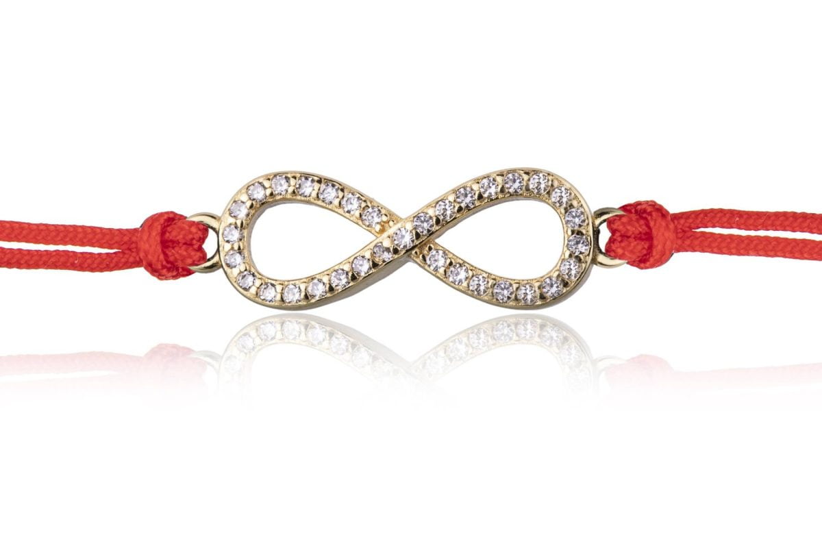 Bracciale in Argento in Corda Rosso Infinity Dorato