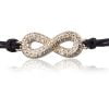 Bracciale in Argento in Corda Nero Infinito Strass Dorato