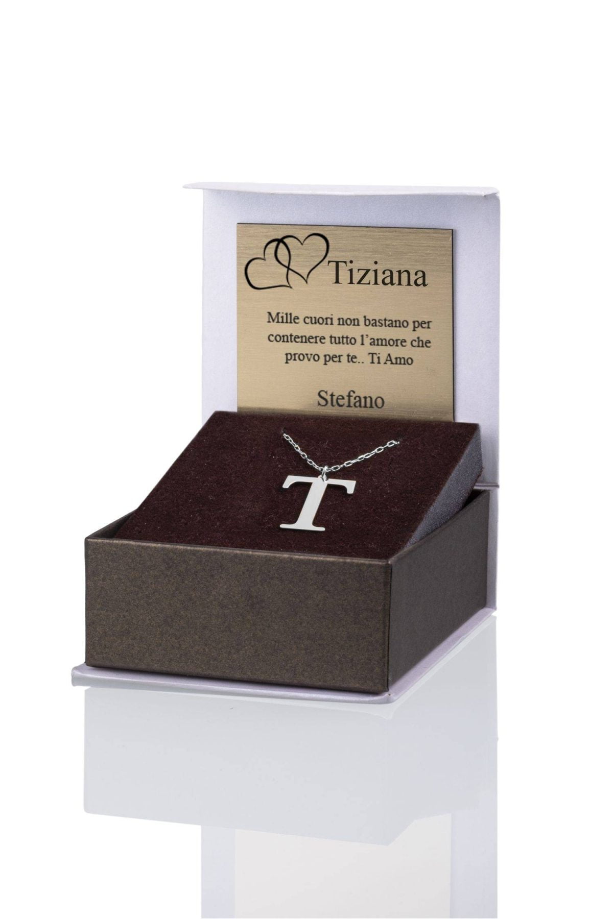 Collana in Argento Rodiata con Lettera Tre Centimetri