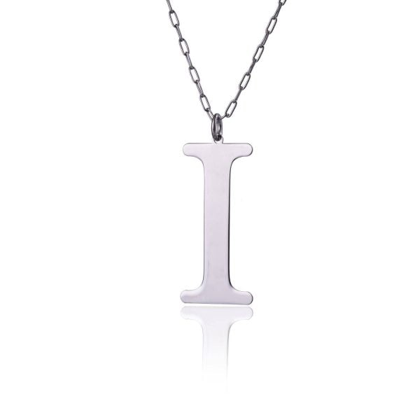 Collana in Argento Rodiata con Lettera Tre Centimetri