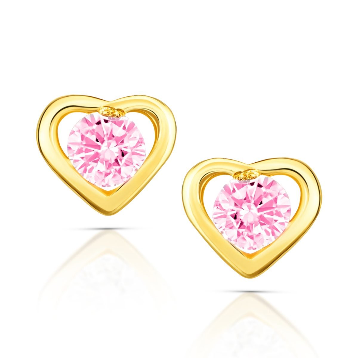 Orecchini in Oro con Cuore e Zirconi Rosa Kids Collection