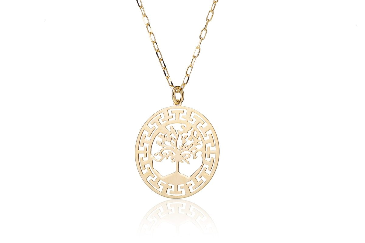 Collana Dorata con Albero della Vita e Meandri