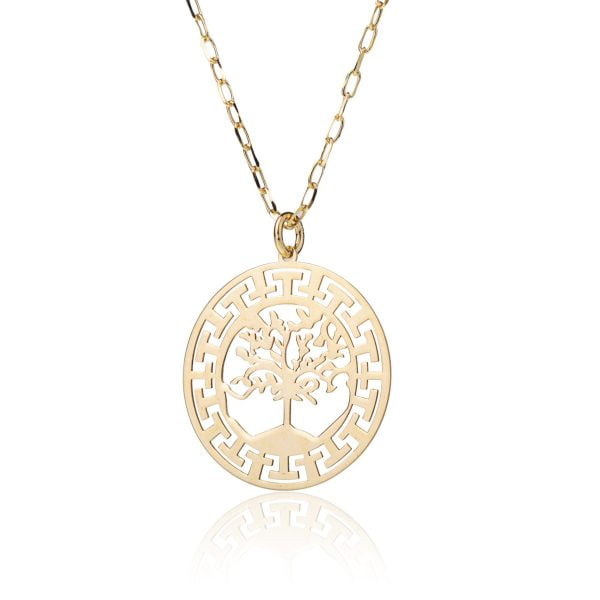 Collana Dorata con Albero della Vita e Meandri