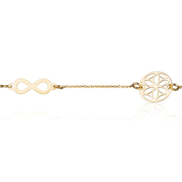 Bracciale in Oro con Fiore ed Infinito