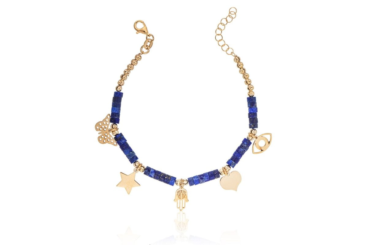 Bracciale Fantasia Dorato Anellini Blu