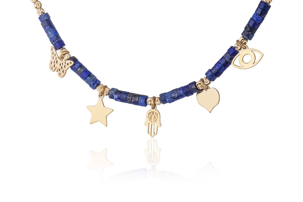 Bracciale Fantasia Dorato Anellini Blu