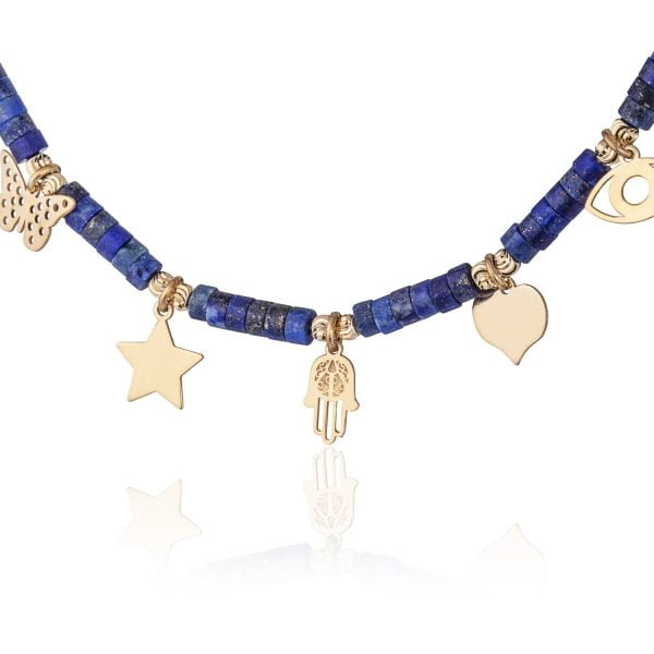 Bracciale Fantasia Dorato Anellini Blu