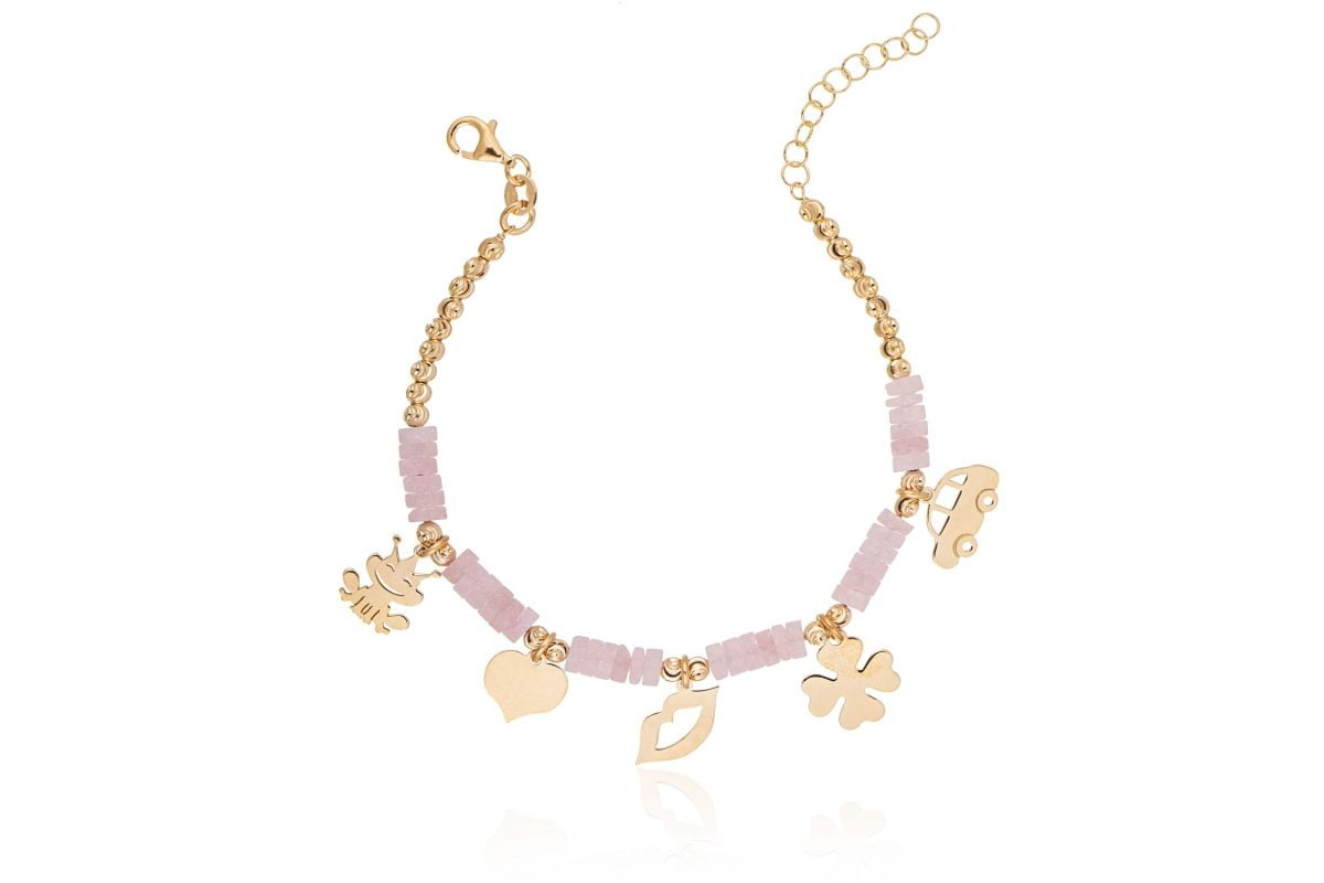 Bracciale Fantasia Dorato Anellini Rosa