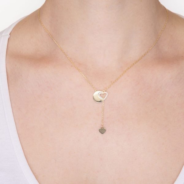 Collana con Cuore e Cuore Pendente Dorata