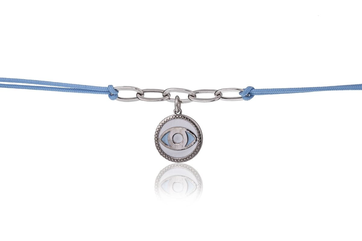 Bracciale Azzurro con Occhio Rodiato