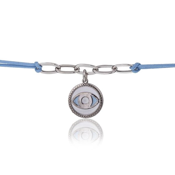 Bracciale Azzurro con Occhio Rodiato