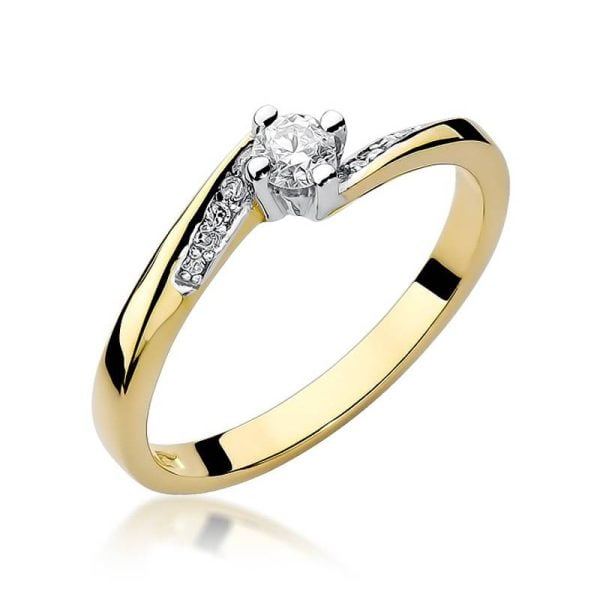 Anello in Oro con Diamante 0,15 ct e 8 Diamanti 0,04 ct