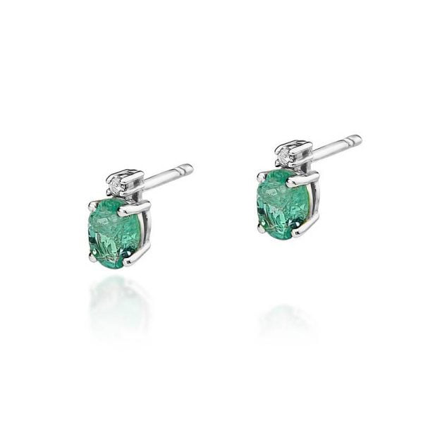 Orecchini in Oro con Smeraldo 0,40 ct e Diamante 0,03 ct